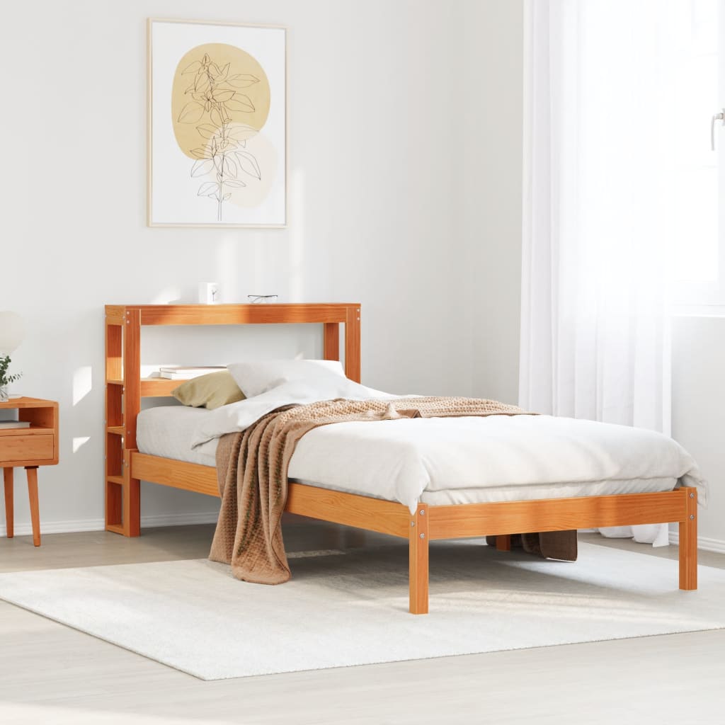 JUNG Vida Bettgestell mit Kopfteil ohne Matratze Wachsbraun 75x190 cm