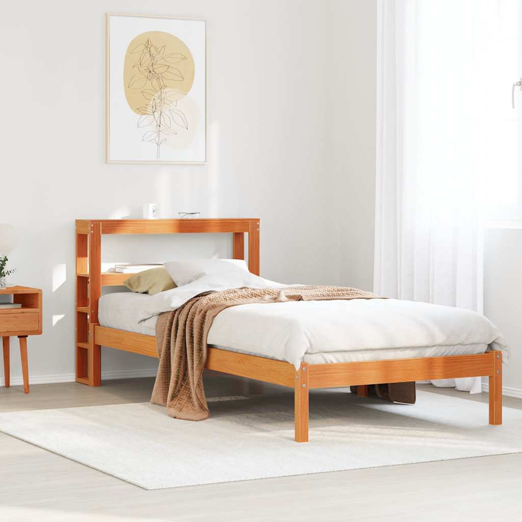 JUNG Vida Bettgestell mit Kopfteil ohne Matratze Wachsbraun 90x200 cm