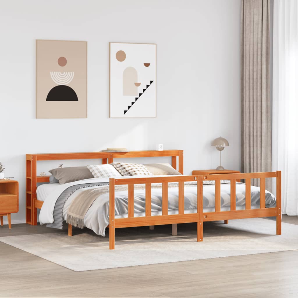 JUNG Vida Bettgestell mit Kopfteil ohne Matratze Wachsbraun 180x200 cm