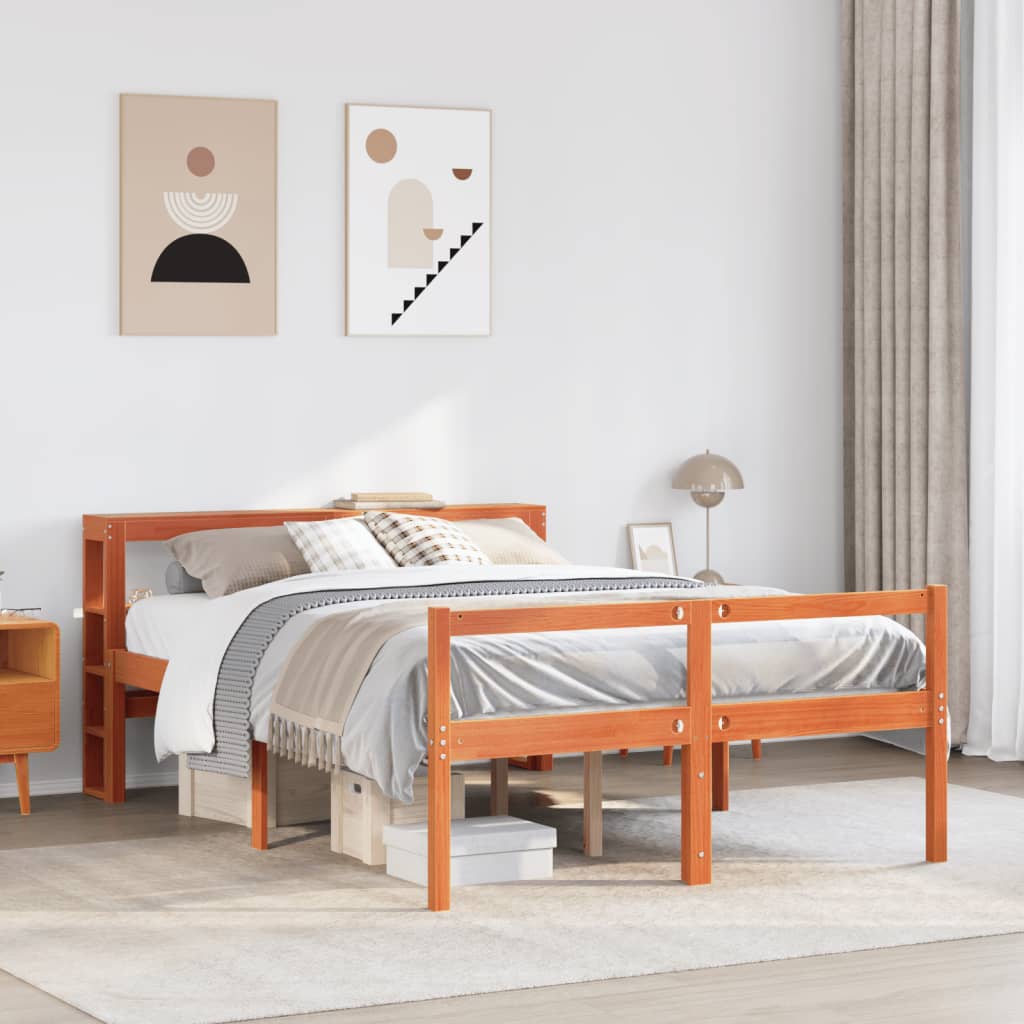 JUNG Vida Bettgestell mit Kopfteil ohne Matratze Wachsbraun 150x200 cm