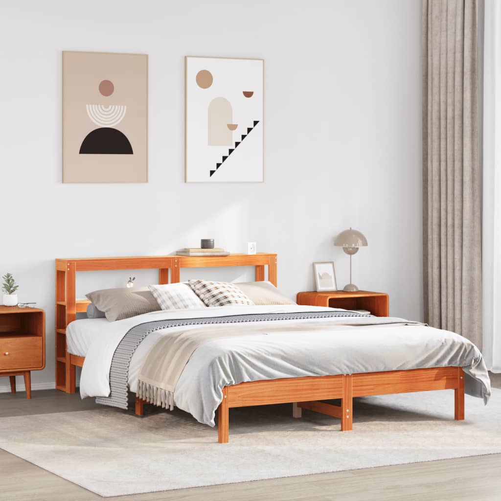 JUNG Vida Massivholzbett ohne Matratze Wachsbraun 135x190 cm Kiefernholz