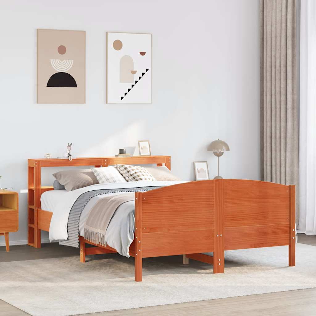 JUNG Vida Massivholzbett ohne Matratze Wachsbraun 135x190 cm Kiefernholz