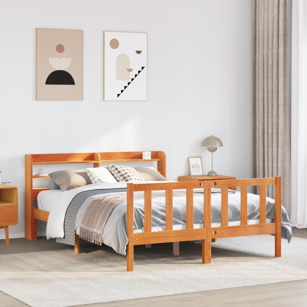 JUNG Vida Bettgestell mit Kopfteil ohne Matratze Wachsbraun 150x200 cm