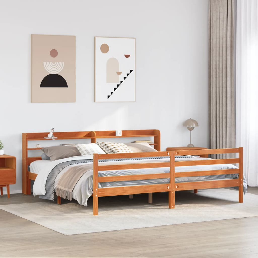 JUNG Vida Massivholzbett ohne Matratze Wachsbraun 180x200 Kiefernholz
