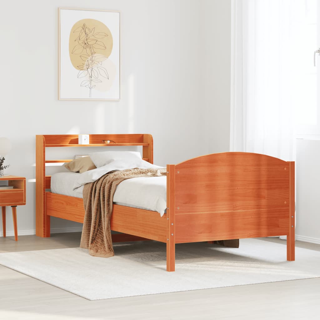 JUNG Vida Massivholzbett ohne Matratze Wachsbraun 75x190 cm Kiefernholz
