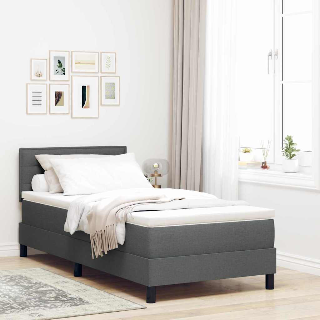 JUNG Vida Boxspringbett mit Matratze Dunkelgrau 90 x 190 cm Stoff