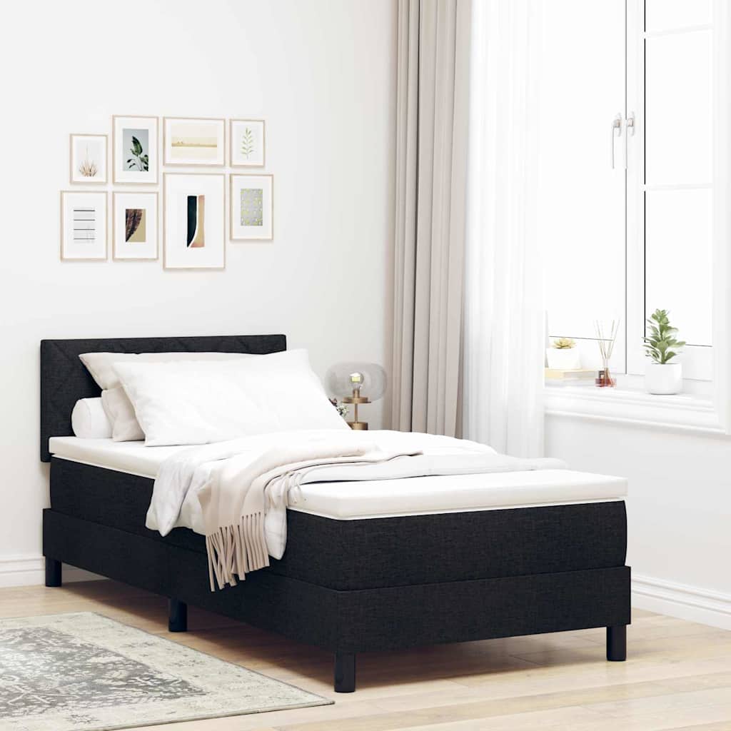 JUNG Vida Boxspringbett mit Matratze Schwarz 90 x 190 cm Stoff