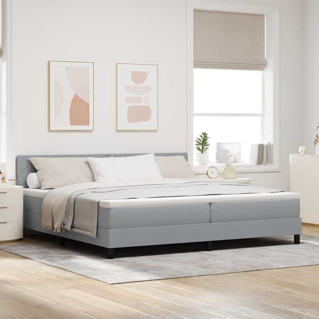 JUNG Vida Boxspringbett mit Matratze Hellgrau 200 x 200 cm Stoff