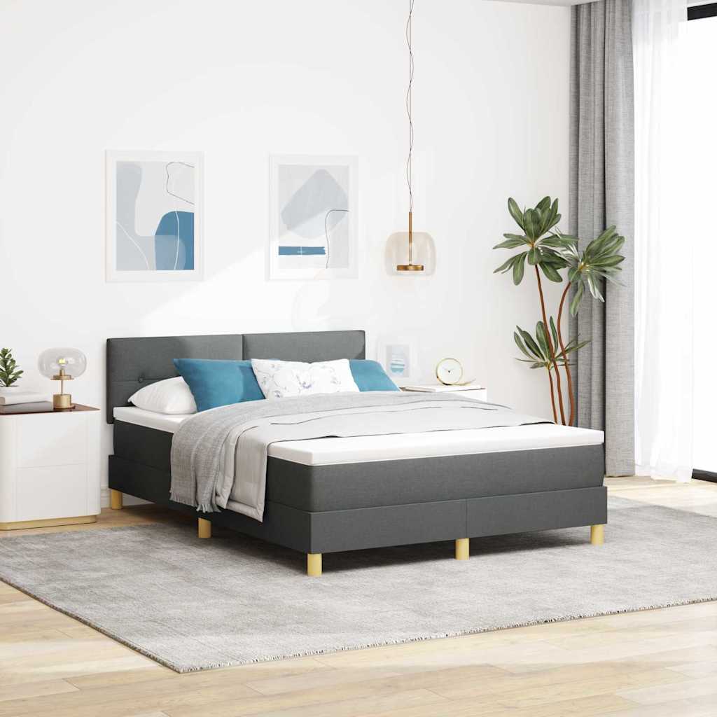 JUNG Vida Boxspringbett mit Matratze Dunkelgrau 140 x 200 cm Stoff