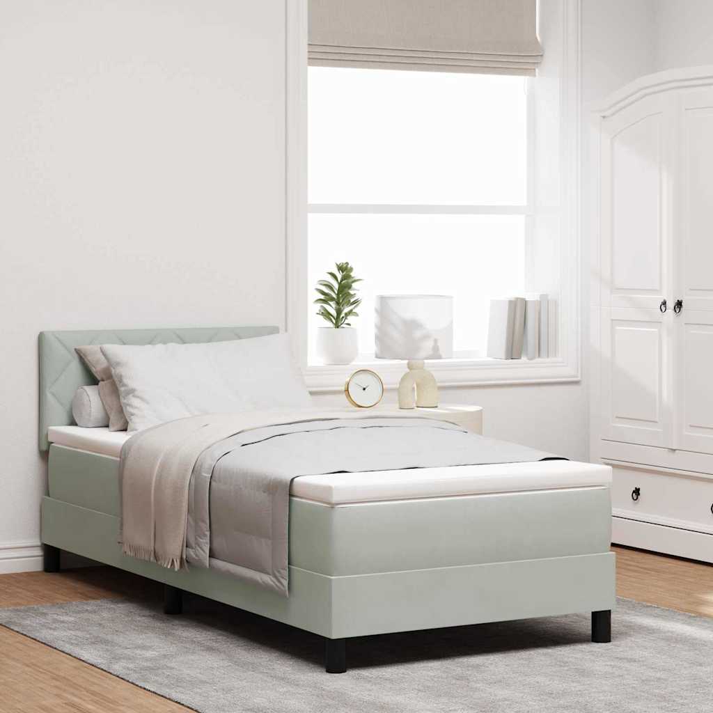 JUNG Vida Boxspringbett mit Matratze Hellgrau 100 x 200 cm Samt