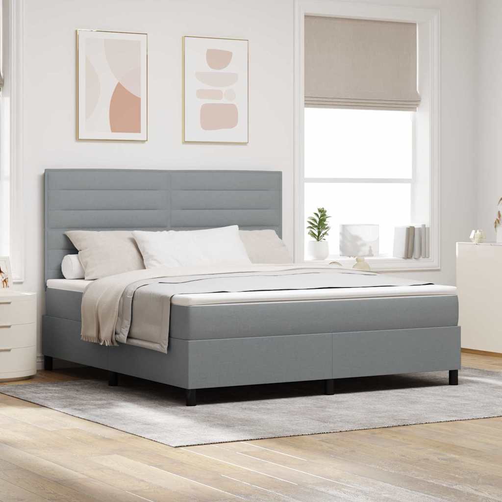 JUNG Vida Boxspringbett mit Matratze Hellgrau 180 x 200 cm Stoff