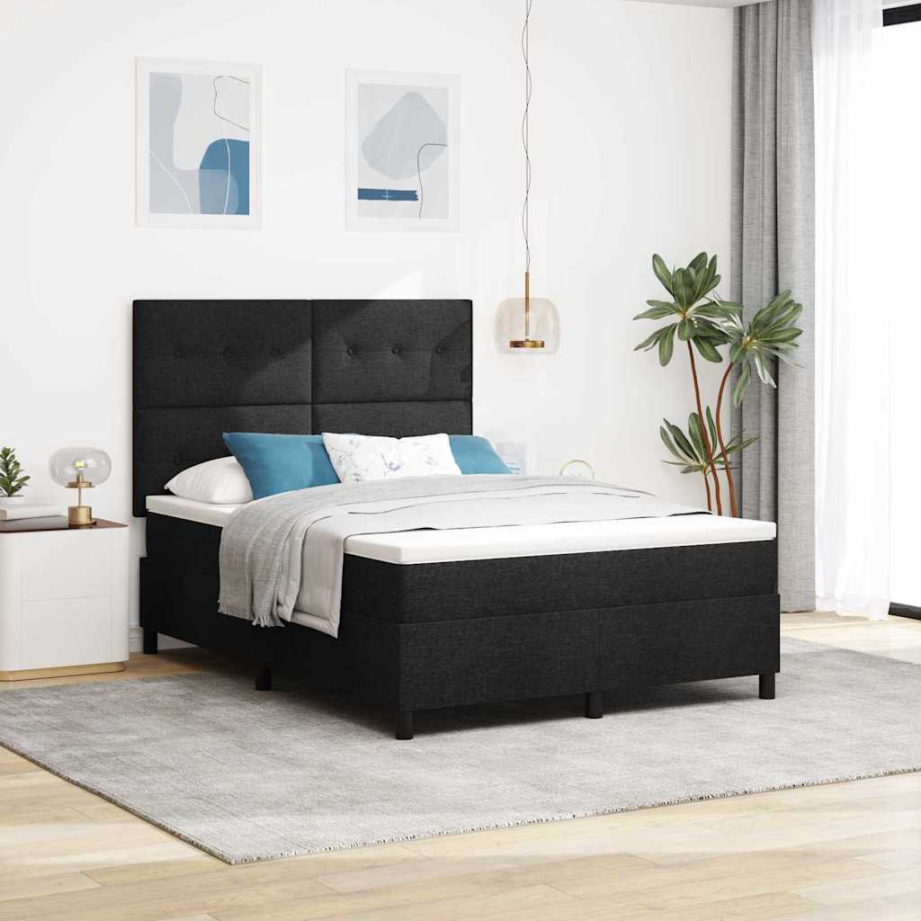 JUNG Vida Boxspringbett mit Matratze Schwarz 140 x 200 cm Stoff