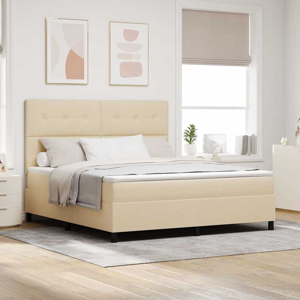 JUNG Vida Boxspringbett mit Matratze Creme 180 x 200 cm Stoff
