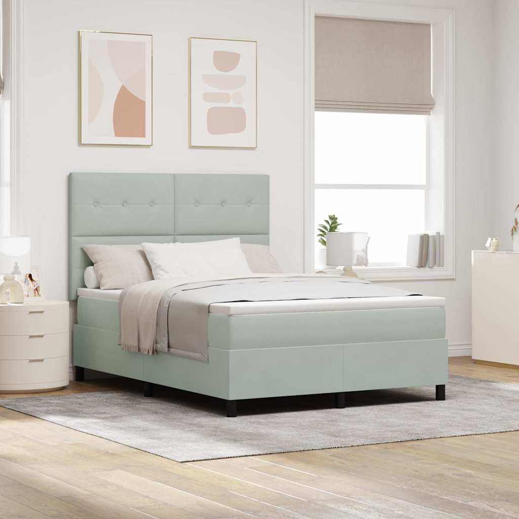 JUNG Vida Boxspringbett mit Matratze Hellgrau 140 x 190 cm Stoff