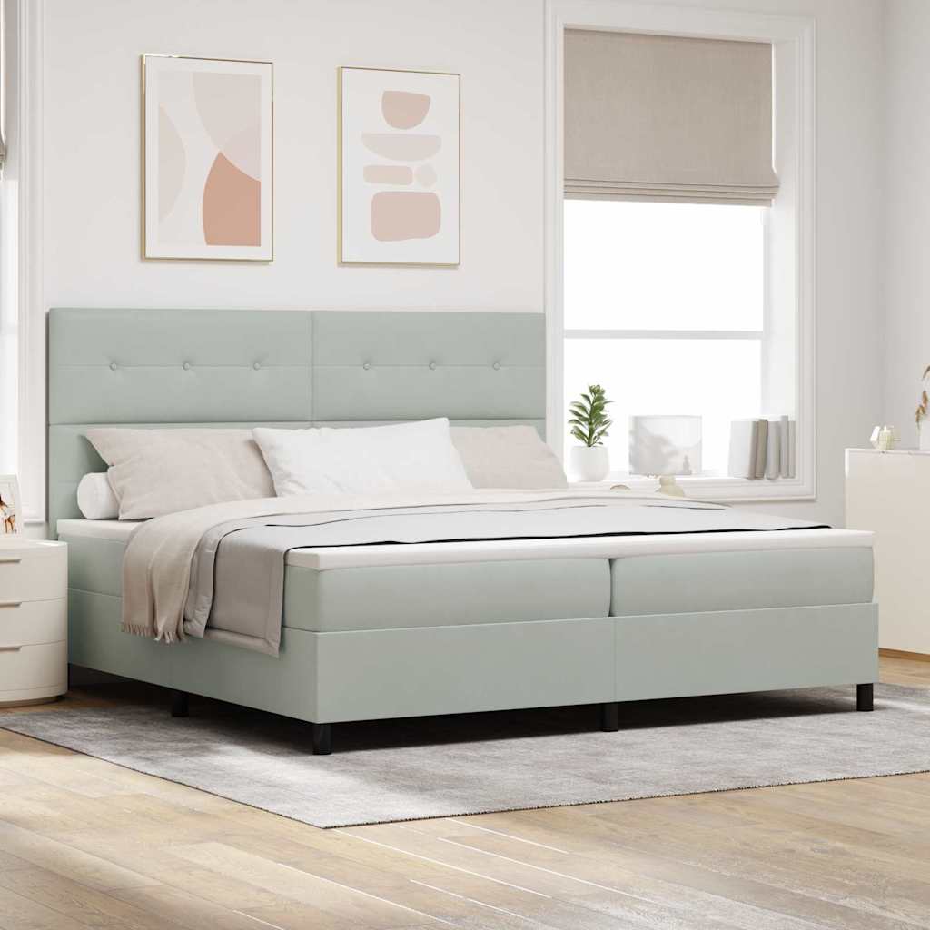 JUNG Vida Boxspringbett mit Matratze Hellgrau 200 x 200 cm Stoff