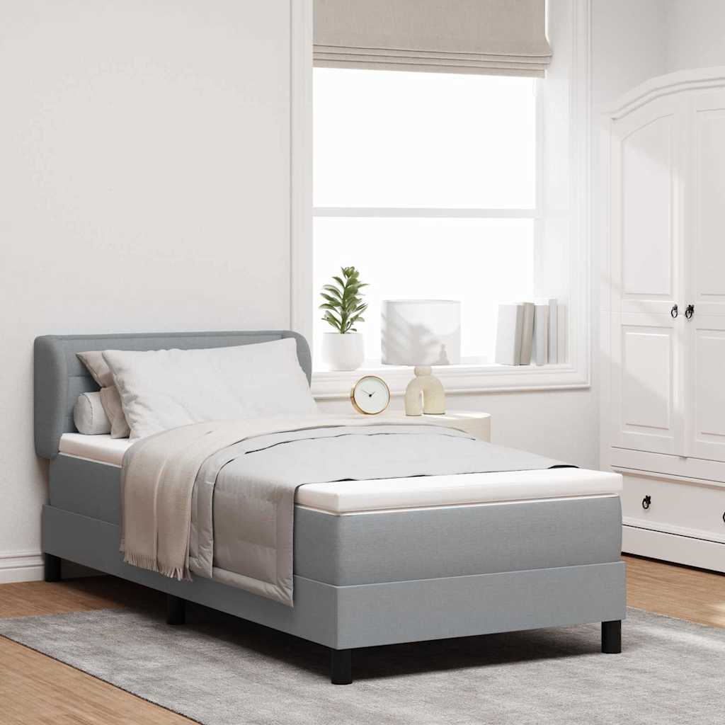 JUNG Vida Boxspringbett mit Matratze Hellgrau 100 x 200 cm Stoff