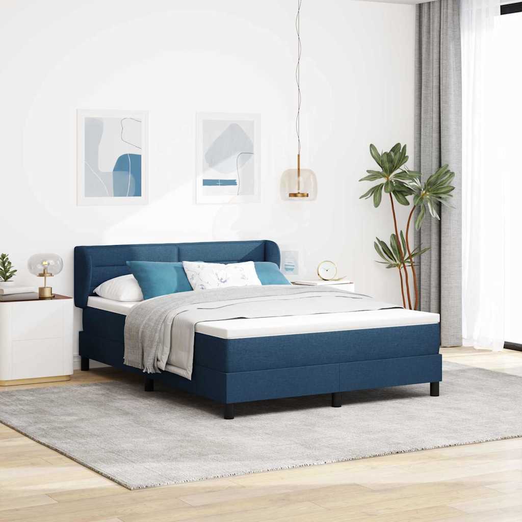 JUNG Vida Boxspringbett mit Matratze mit Kopfteil Blau 140 x 190 cm Stoff