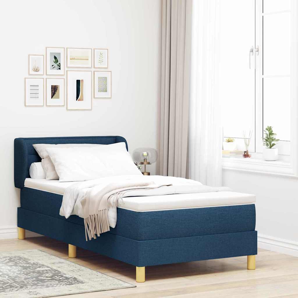 JUNG Vida Boxspringbett mit Matratze mit Kopfteil Blau 100 x 200 cm Stoff