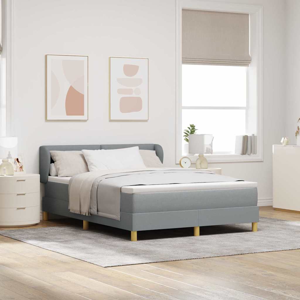 JUNG Vida Boxspringbett mit Matratze Hellgrau 140 x 190 cm Stoff