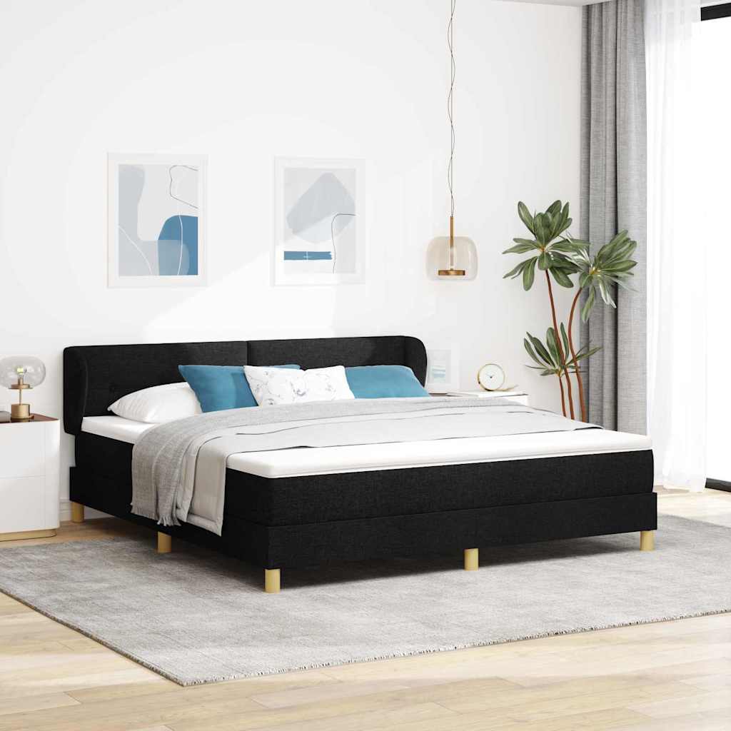JUNG Vida Boxspringbett mit Matratze Schwarz 180 x 200 cm Stoff