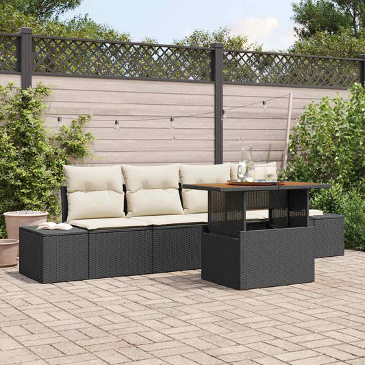 JUNG Vida Garten Essgruppe mit Kissen 5 pcs Schwarz und Creme