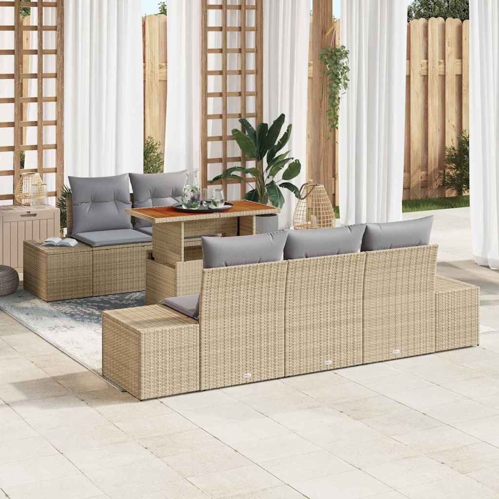 JUNG Vida Garten Essgruppe mit Kissen 6 pcs Beige und Grau