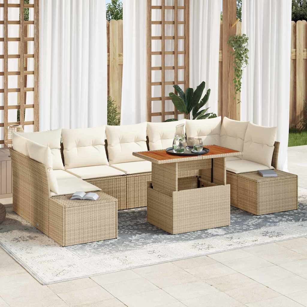 JUNG Vida Garten Essgruppe mit Kissen 8 pcs Beige und Creme