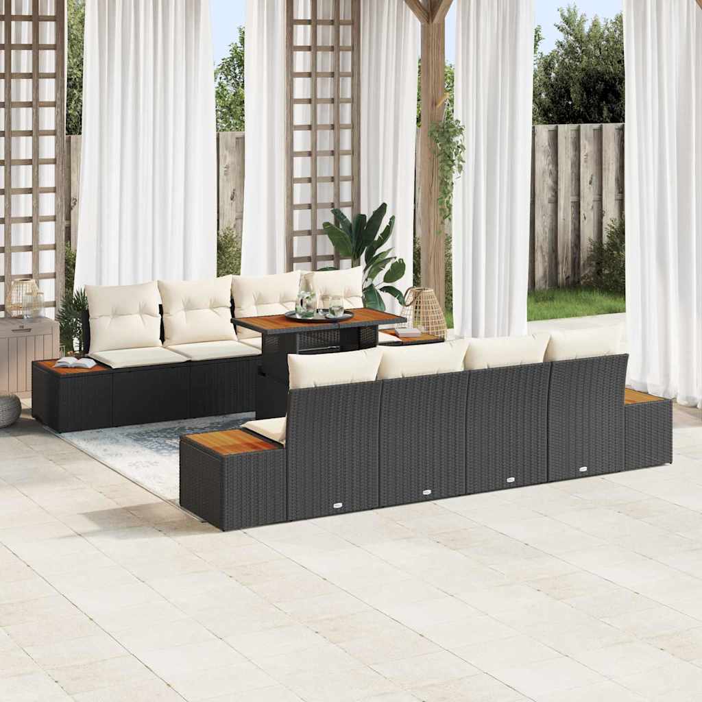 JUNG Vida Garten Essgruppe mit Kissen 9 pcs Schwarz und Beige