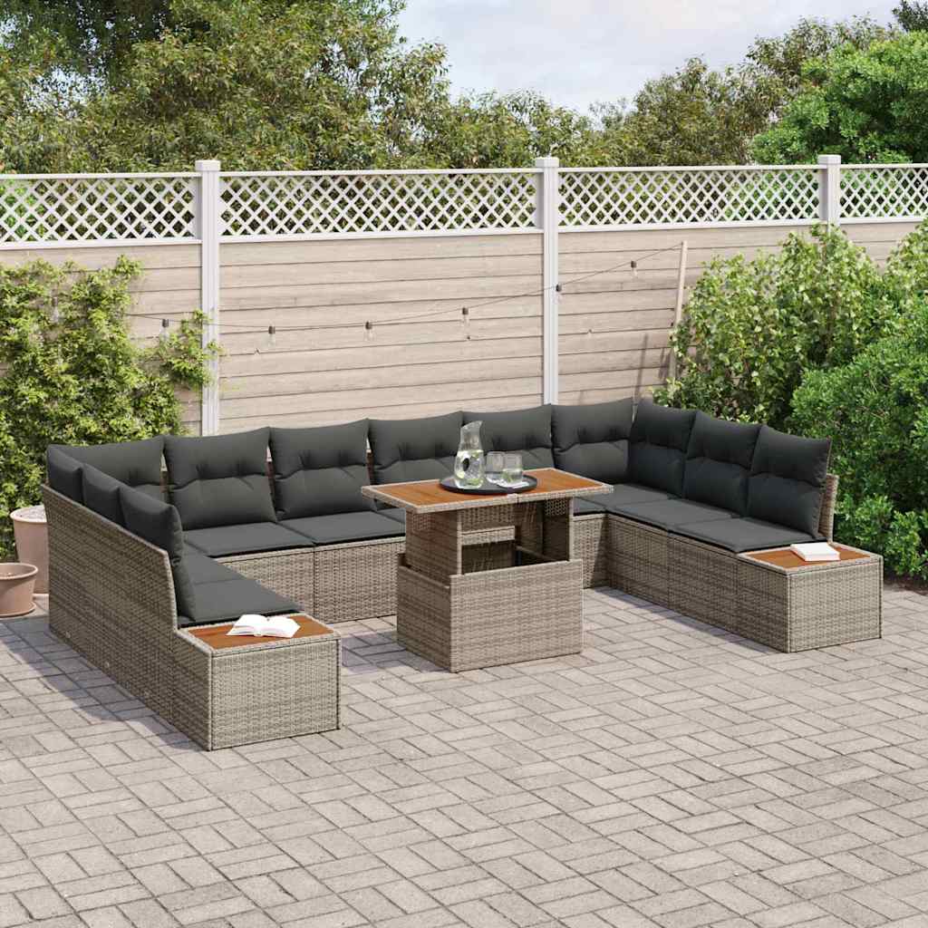 JUNG Vida Garten Essgruppe mit Kissen 11 pcs Grau und Braun