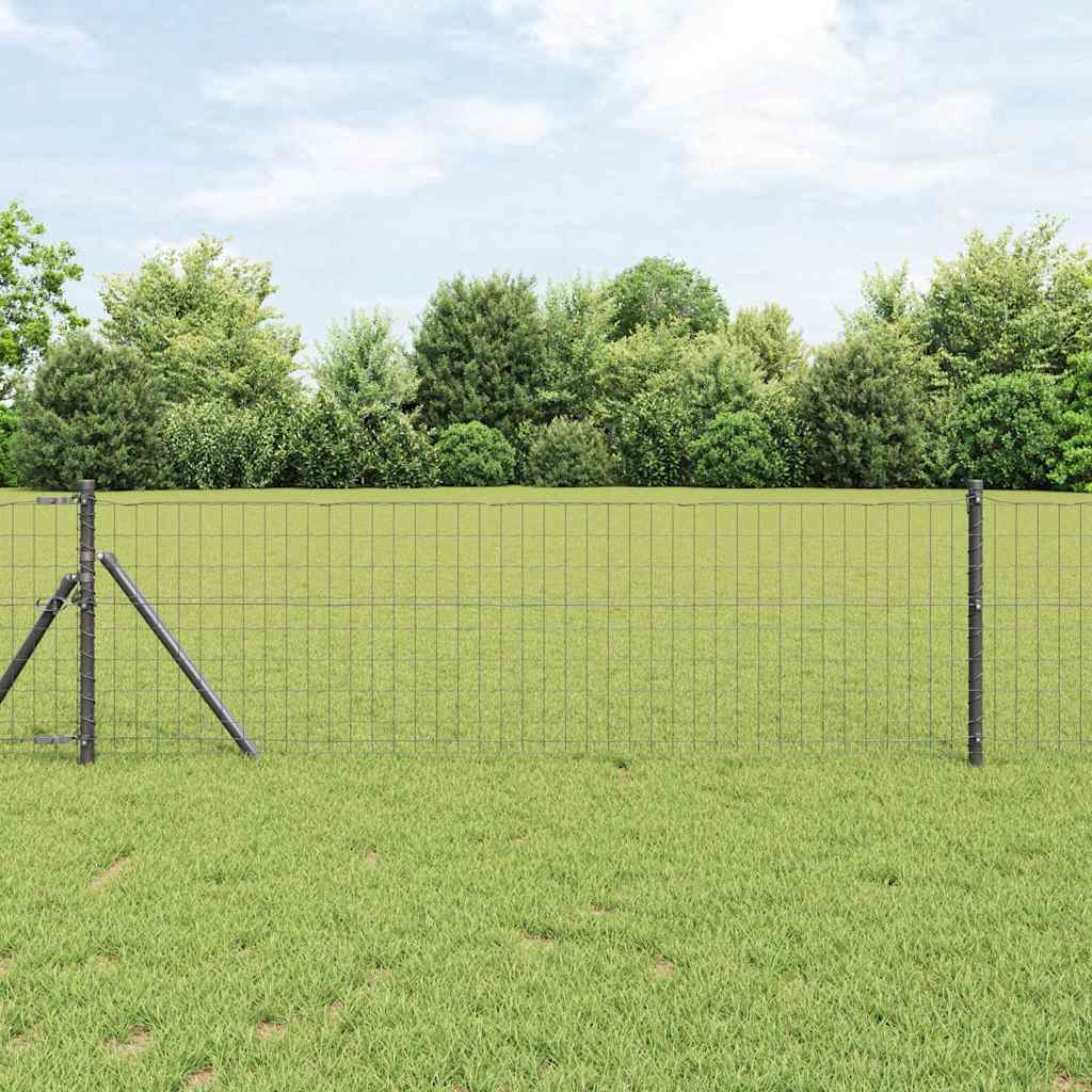 JUNG Vida Zaun mit Pfosten Grau 0,6 x 10 m Stahl und PVC