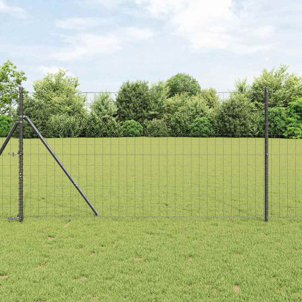 JUNG Vida Zaun mit Pfosten Grau 1,4 x 10 m Stahl und PVC