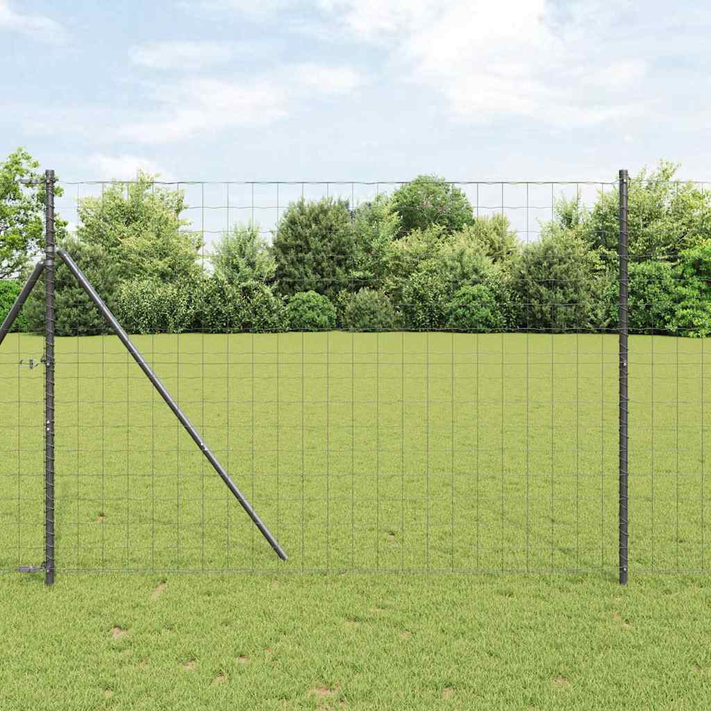 JUNG Vida Zaun mit Pfosten Grau 1,6 x 10 m Stahl und PVC