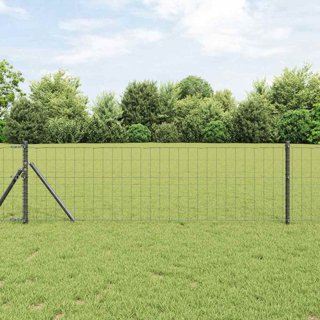 JUNG Vida Zaun mit Pfosten Grau 0,6 x 25 m Stahl und PVC