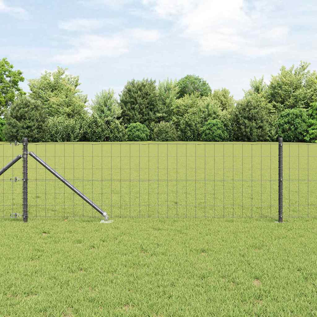 JUNG Vida Zaun mit Pfosten Grau 0,4 x 10 m Stahl und PVC