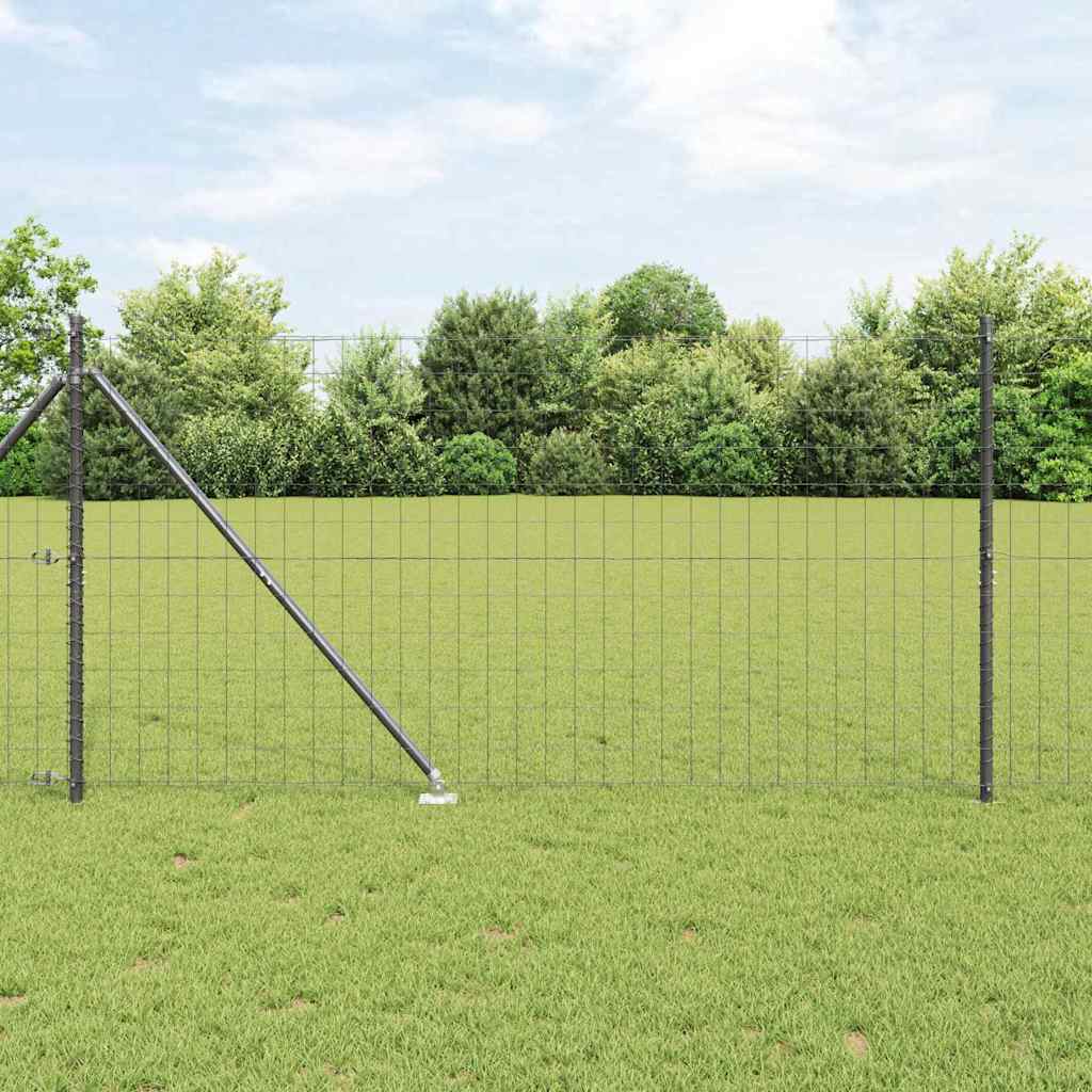 JUNG Vida Zaun mit Pfosten Grau 1,2 x 10 m Stahl und PVC