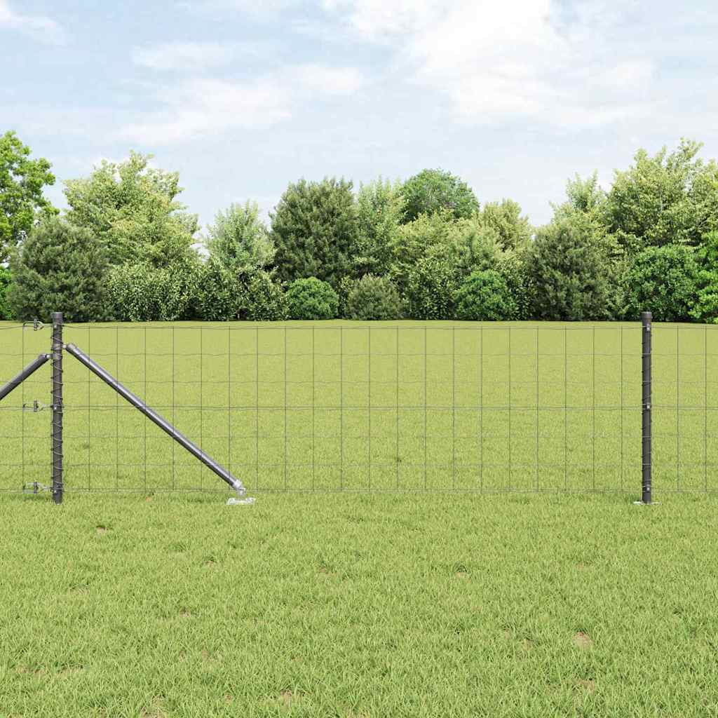 JUNG Vida Zaun mit Pfosten Grau 0,4 x 25 m Stahl und PVC