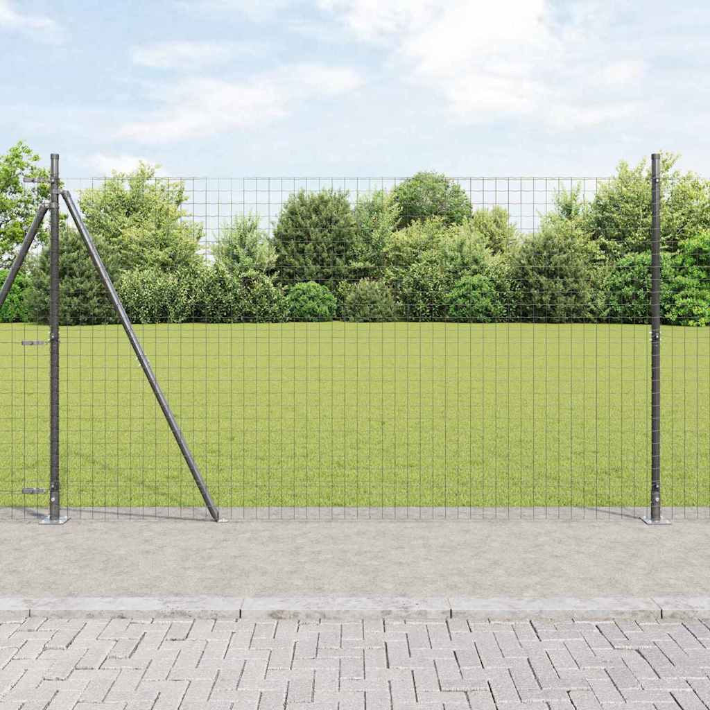 JUNG Vida Zaun mit Pfosten Grau 1,4 x 10 m Stahl und PVC