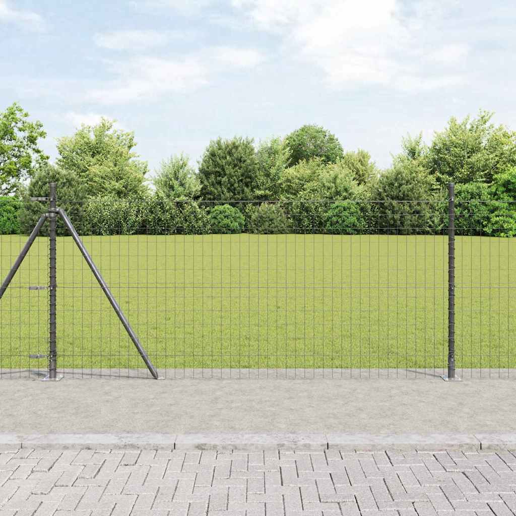 JUNG Vida Zaun mit Pfosten Grau 0,8 x 10 m Stahl und PVC