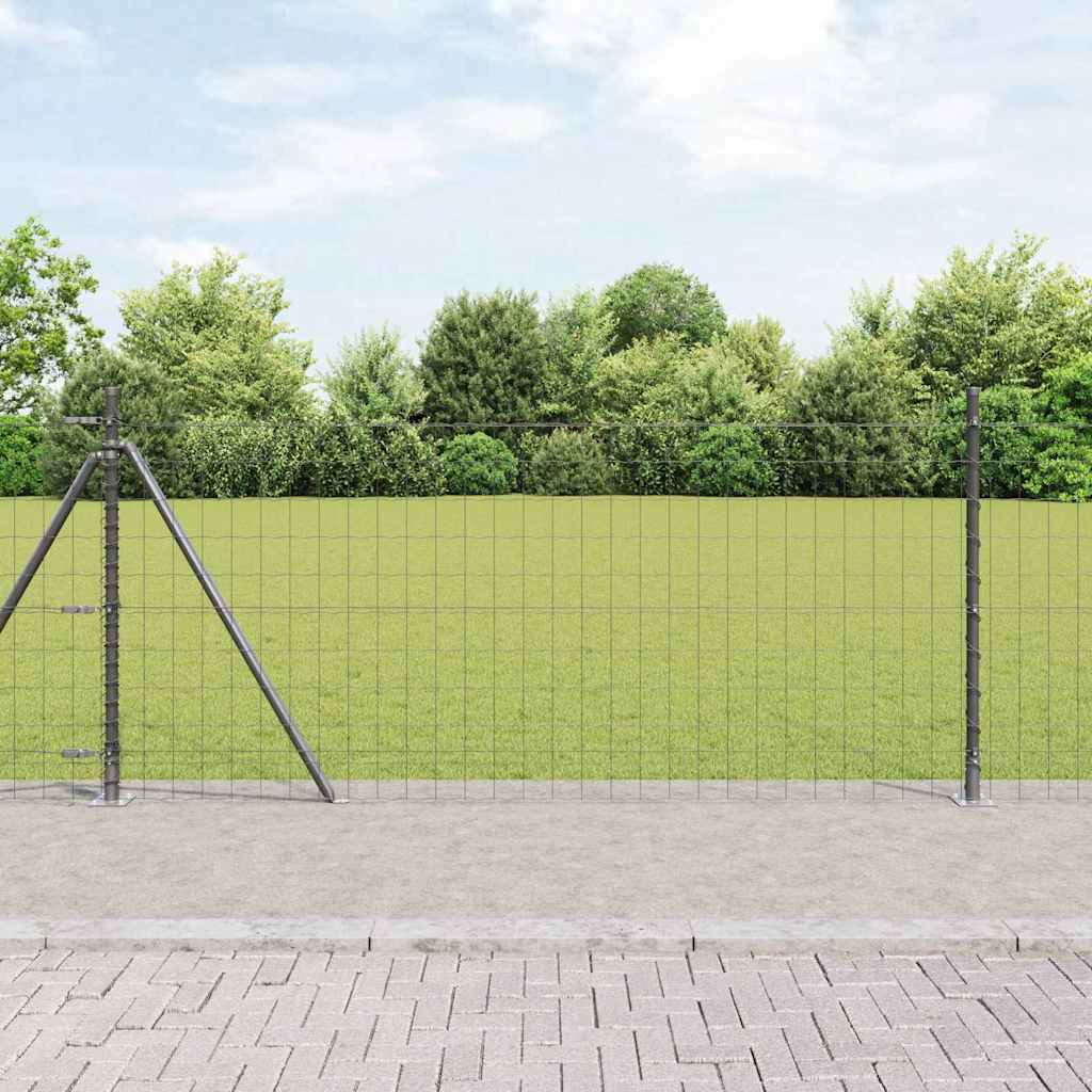 JUNG Vida Zaun mit Pfosten Grau 1 x 25 m Stahl und PVC