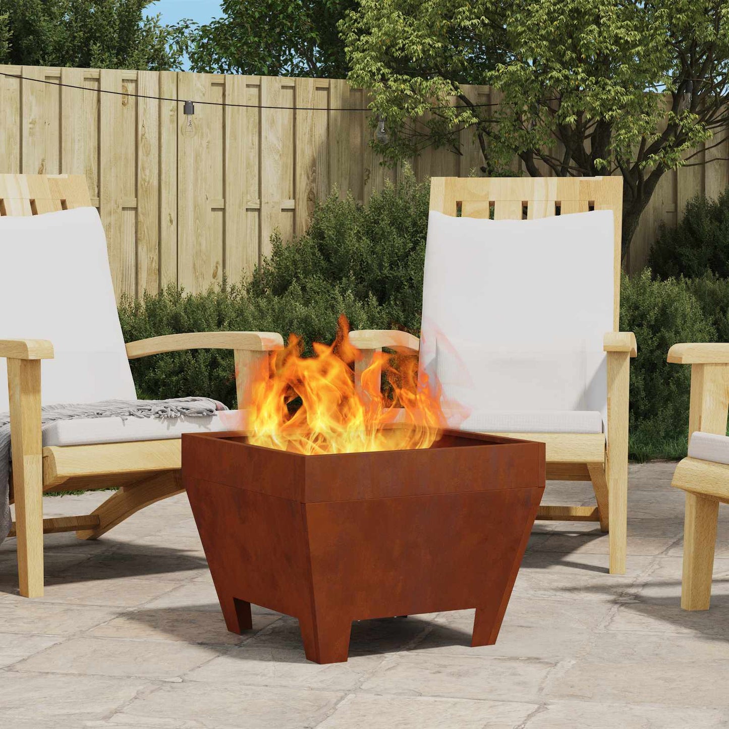JUNG Vida Feuerstelle Braun 50 x 50 x 38 cm Wetterfeststahl