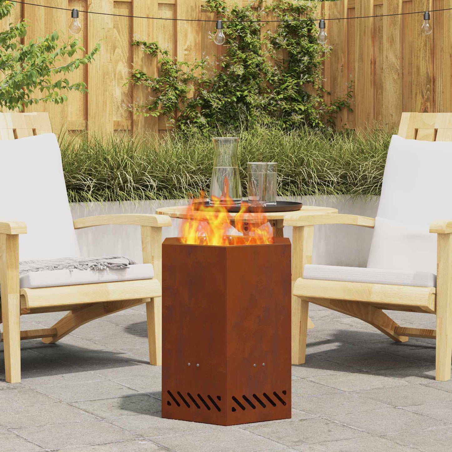 JUNG Vida Rauchfreier Feuerkorb Braun 38 x 38 x 51 cm Wetterfeststahl