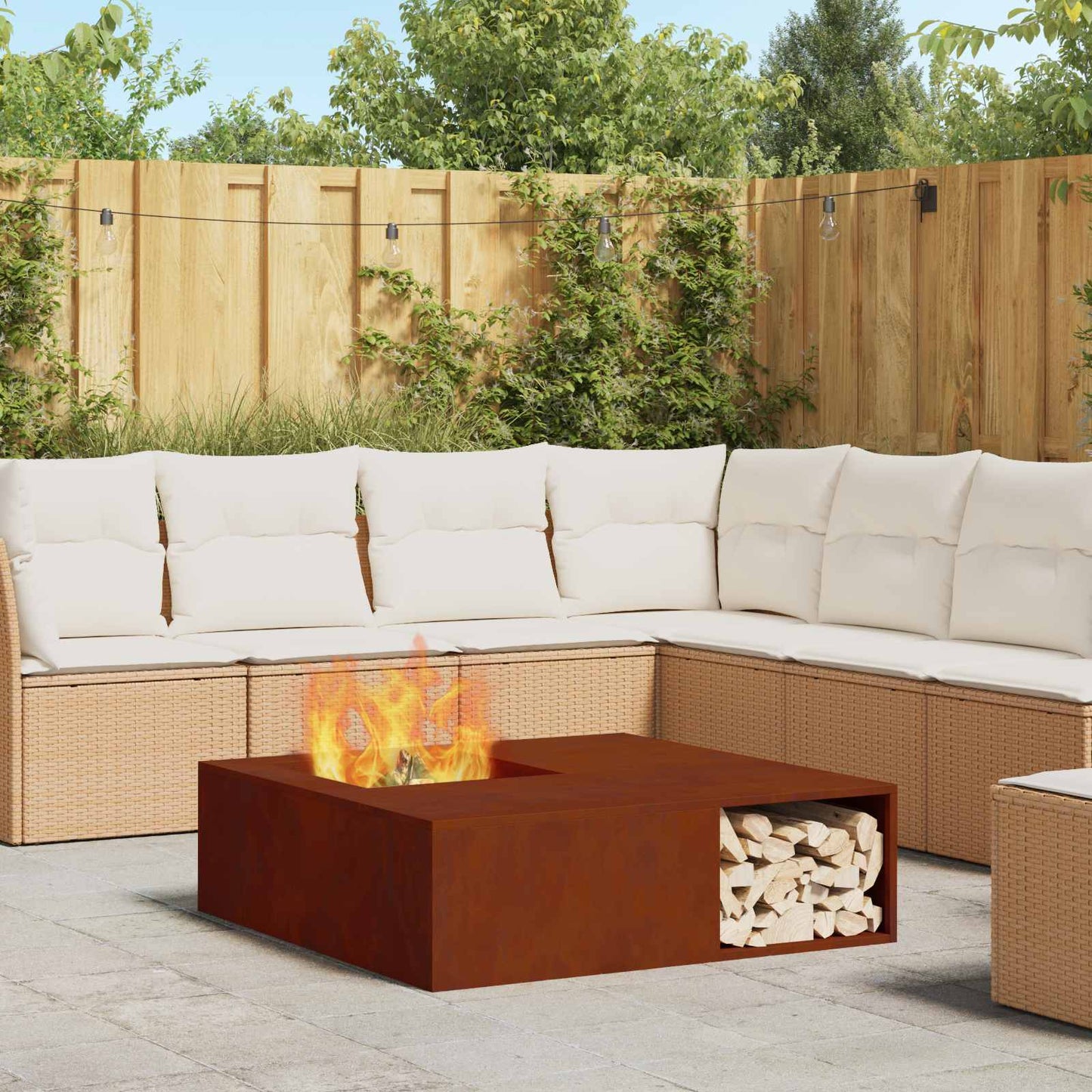JUNG Vida Feuerstelle Braun 100 x 100 x 30 cm Wetterfeststahl