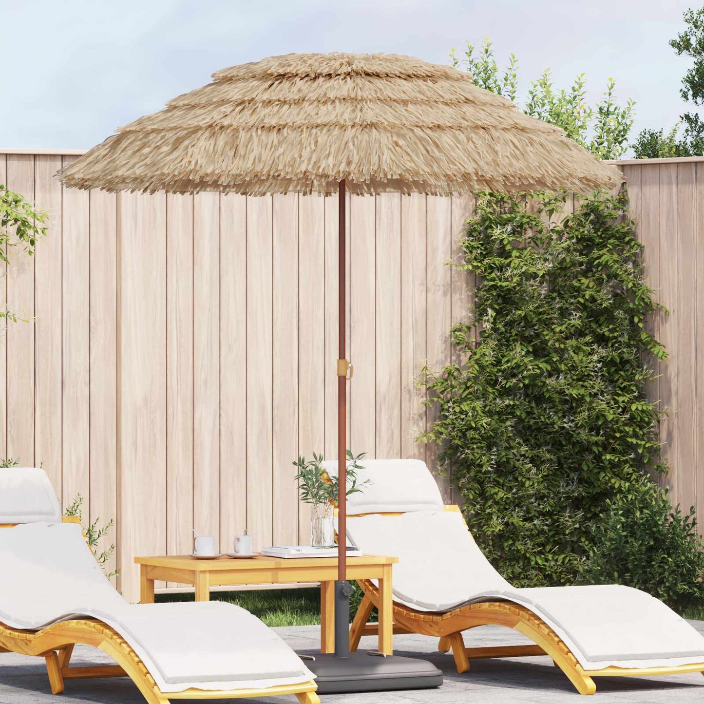 JUNG Vida Strandparasol Natur 255 x 255 x 255 cm Polyester und Stahl