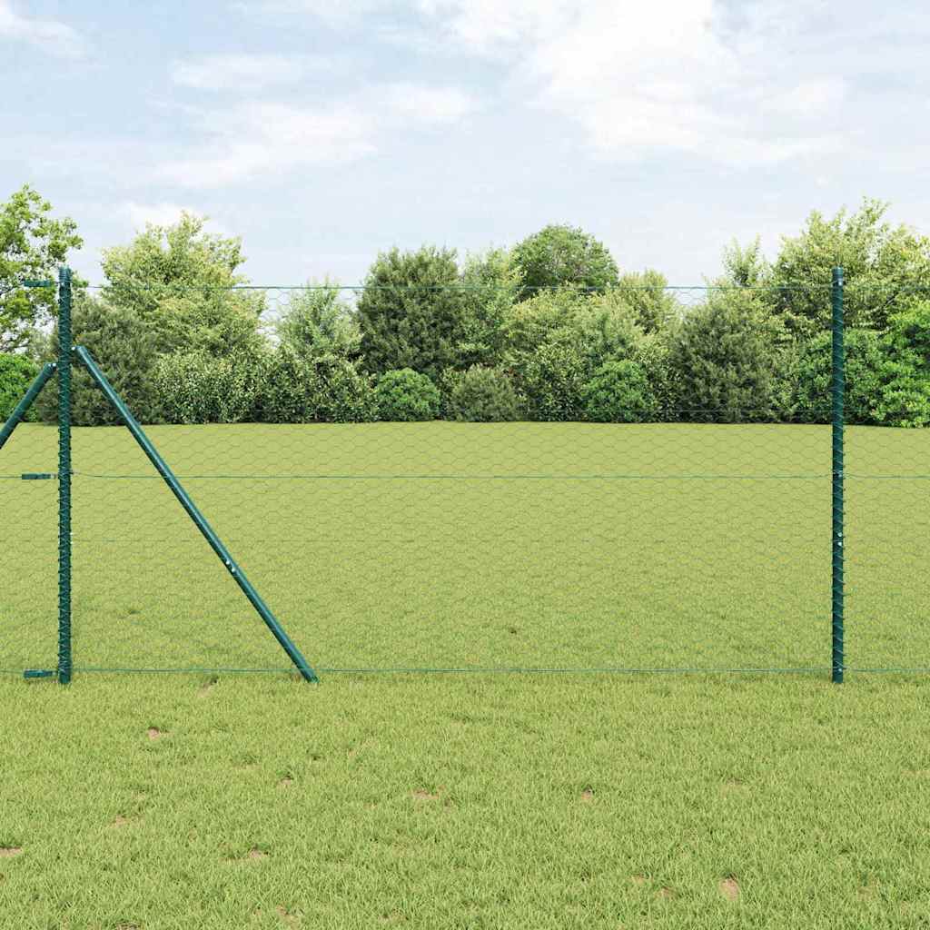 JUNG Vida Zaunpfosten Grün 10 x 1 m (36 mm Maschen) Stahl und PVC