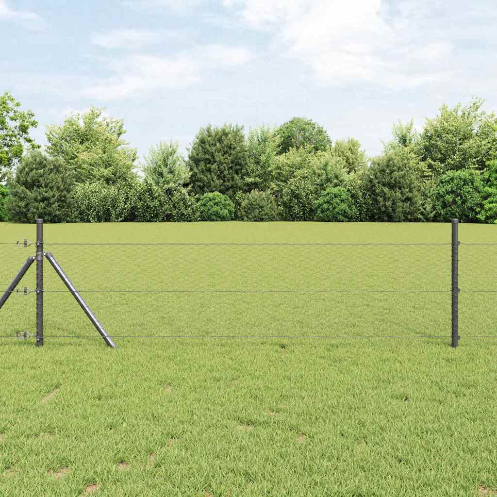 JUNG Vida Zaunpfosten Grau 10 x 0,4 m (25 mm Netz) Stahl und PVC