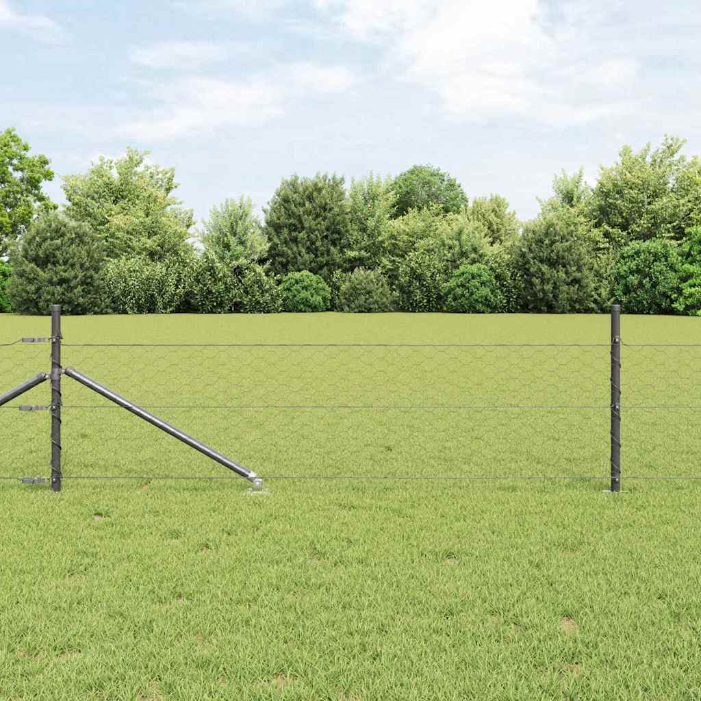 JUNG Vida Zaunpfosten Grau 10 x 0,5 m (50 mm Maschen) Stahl und PVC