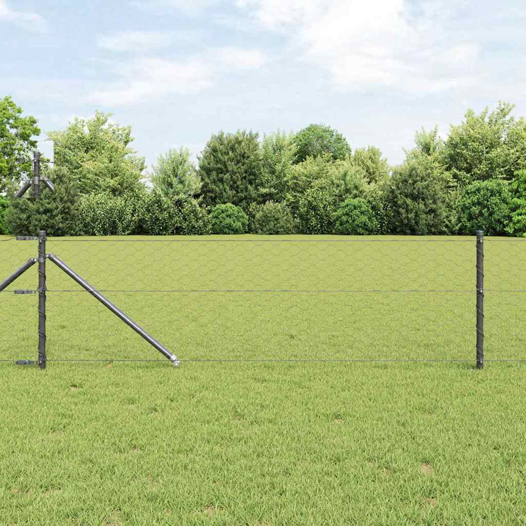 JUNG Vida Zaunpfosten Grau 50 x 0,6 m (50 mm Gewebe) Stahl und PVC