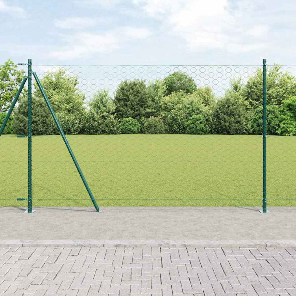 JUNG Vida Zaunpfosten Grün 50 x 1,4 m (50 mm Maschenweite) Stahl und PVC