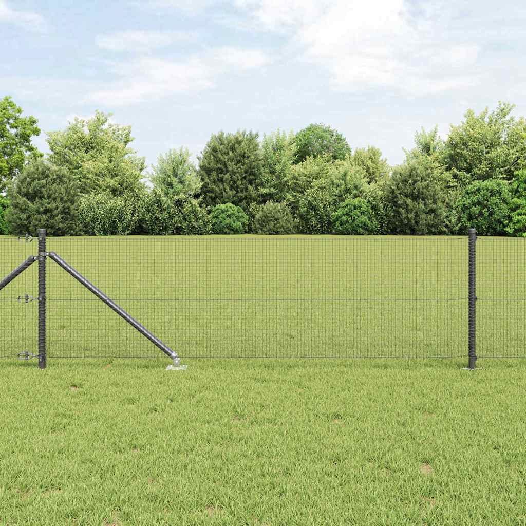 JUNG Vida Zaunpfosten Grau 25 x 0,4 m (16 x 16 mm Masche) Stahl und PVC