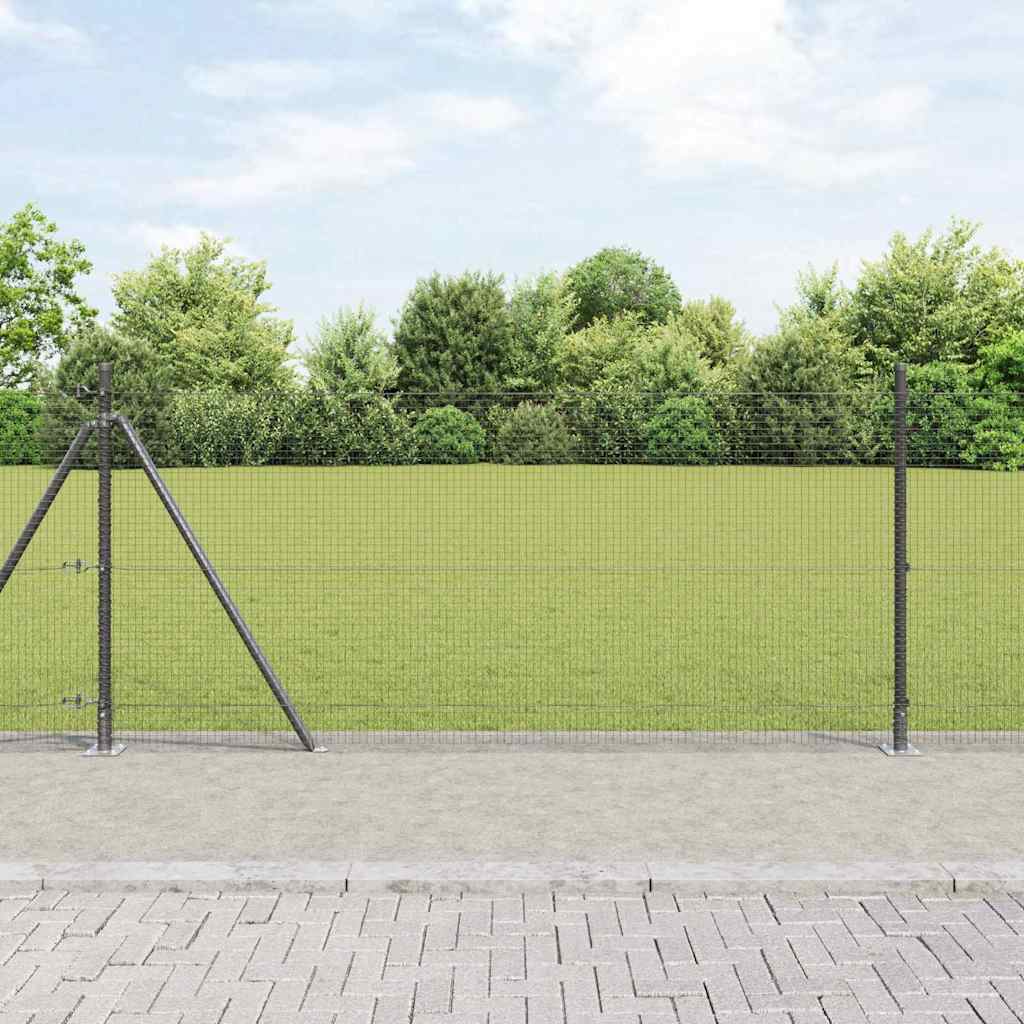 JUNG Vida Zaunpfosten Grau 10 x 0,8 m (19 x 19 mm Maschen) Stahl und PVC
